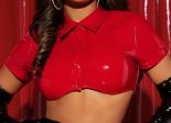 Top corto rosso lucido
